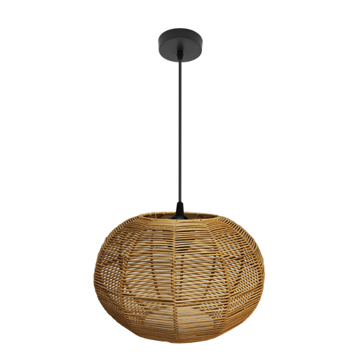 [218193086] Colgante Kepa 1xe27 Negro/natural Regx30x30cm Rattan