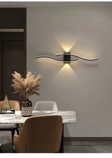 [1297] Double linear wall lamp 60cm-16W-3000K-4000K-6000K Black