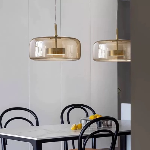 [D330-1GD] Lampada a sospensione in cristallo a LED Misure: 33*15cm 12W 3000K-4000K-6000K Ambra
