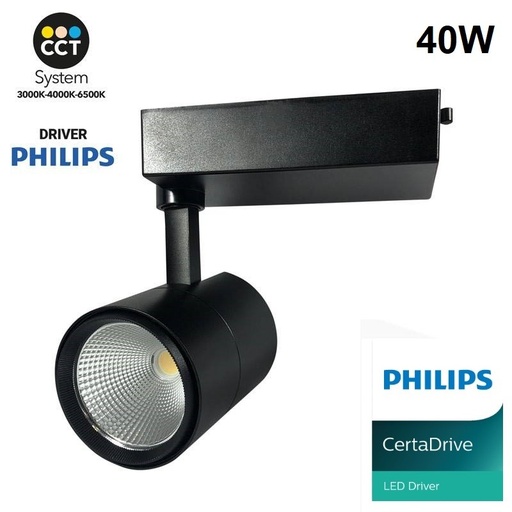 Foco carril LED monofásico CCT 40W - Driver PHILIPS - 3600lm