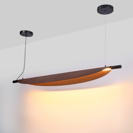 [CL014-SS-28W]  Lámpara colgante japonesa "Segel" - 28W, 2520LM, luz cálida, diseño vintage en imitación madera y negro para hogar y decoración largo 136cm