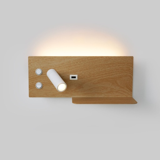 Aplique de pared para lectura con puerto USB - Iluminación ambiental 7W con foco lectura 3W 2700K "VIENA"(Izquierdo)