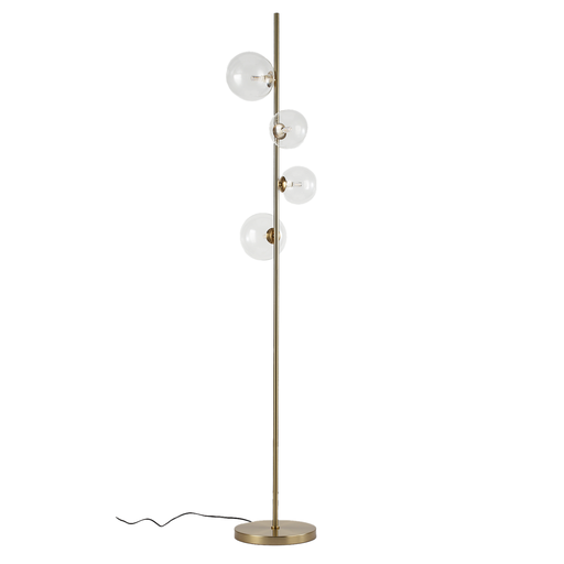 Lampada da terra in ottone/oro con 4 luci e sfere in vetro trasparente 4*G9 "GISELA"
