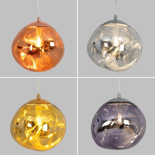Lámpara Colgante Diseño Moderno con Pantalla de Cristal Metalizado Irregular Casquillo E27 "Melti"D360mm