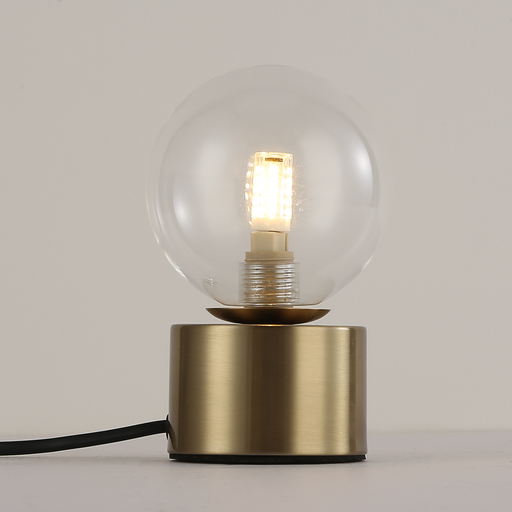 Lámpara sobremesa de bola cristal transprente y base dorada G9 "Varsovia"