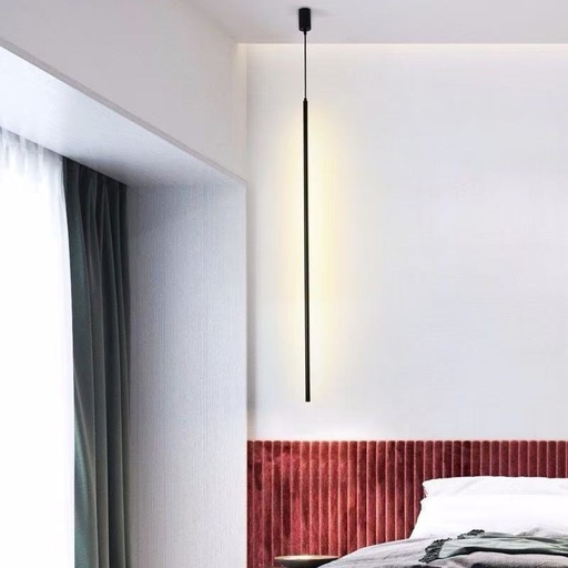 [CL015-VT-10W-2K7] Lámpara colgante minimalista metal"Palito" - Araña cilíndrica LED 10W 2700K, luz cálida 770LM, altura 82cm