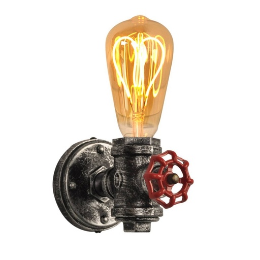 [W61-1H] Applique murale industrielle style steampunk « Robinet » avec tuyau, E27, finition dorée rustique, éclairage rétro pour chambre et salon