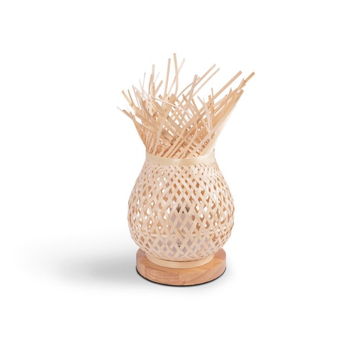 [T028-PP] Wicker table lamp with wooden base "ARANA" E27