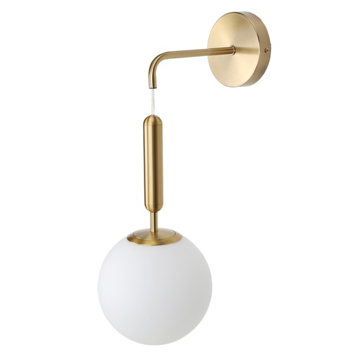 [W004-GD-D18] Nordisch minimalistische Hängewandleuchte aus Goldmessing mit Kristallkugel "ATHENS" E27, Ø18 cm