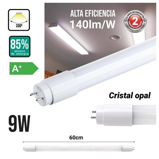 Tubo LED T8 60cm 9W Alta eficiencia 140LM/W