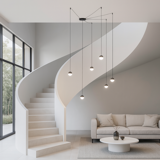 [CL010-BK-6H] Lámpara colgante LED de techo "Anette" estilo araña - 6 focos LED (54W) Luz cálida 2800K