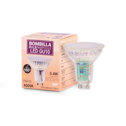 [BSC1-PAR16GU10-100-BN] GU10 5.4W LED bulb glass - 740lm - PAR16 - 100°