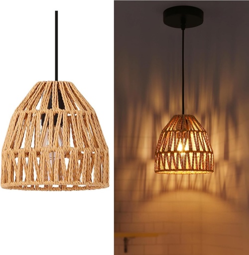 [C065-D17] Pendant Lamp with braided rope "NARA" - E27 17cm E27
