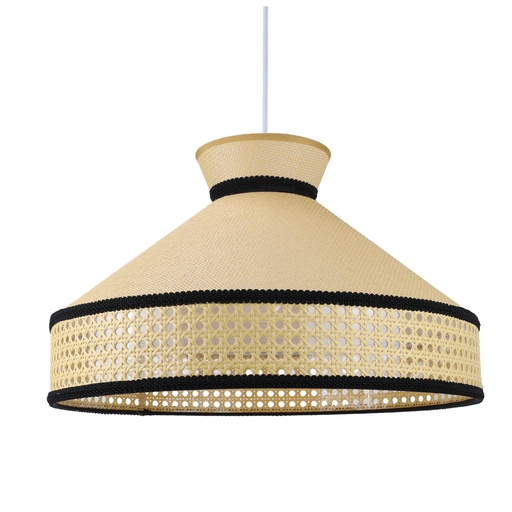 [C046-D45] Lámpara Colgante de Ratán "Olite" – Pantalla Tejida a Mano Ø45×29 cm, Estilo Bohemio y Natural, Casquillo E27 para Comedor o Salón