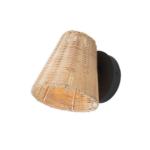[W012-BK] Applique da parete regolabile in vimini di bambù "METS" E27
