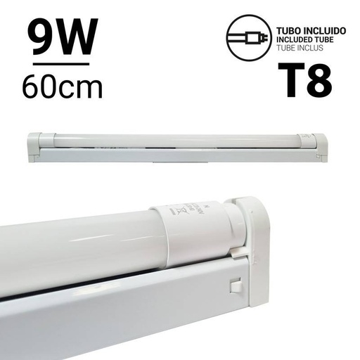 Kit aus Röhrenhalterstreifen und LED-Röhre T8 60cm 9W
