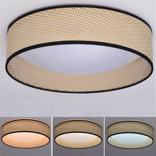[CL030-RT-30W] Lámpara de techo LED tipo plafón CCT 3000K-4000K-6000K 30W -Pantalla Ratán - Ø40cm