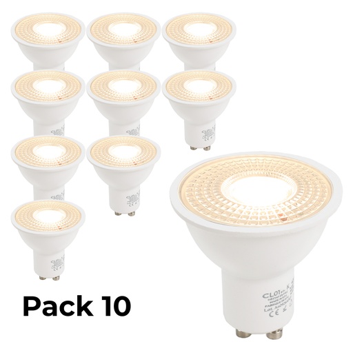 Confezione da 10 lampadine LED GU10 7W, angolo di fascio 45°, IP20