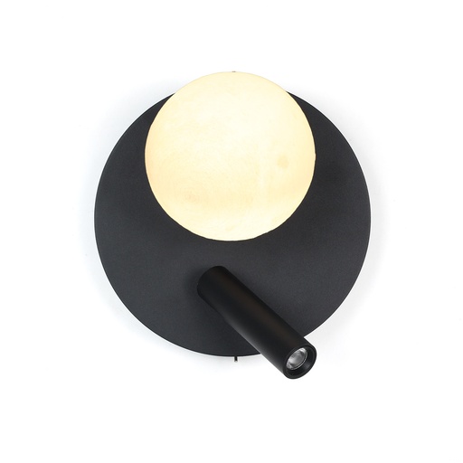 [WL024-RND-BK] Applique murale LED avec liseuse orientable 3W et boule de cristal "LINDAU"