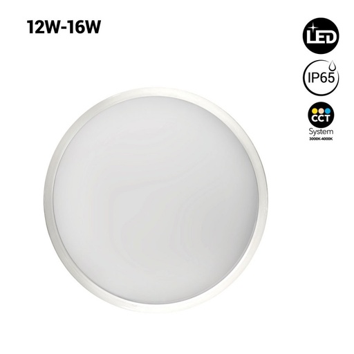 [B1726-CCT] Plafón LED techo estanco CCT - Potencia ajustable 12W-16W - Ø30cm - IP65
