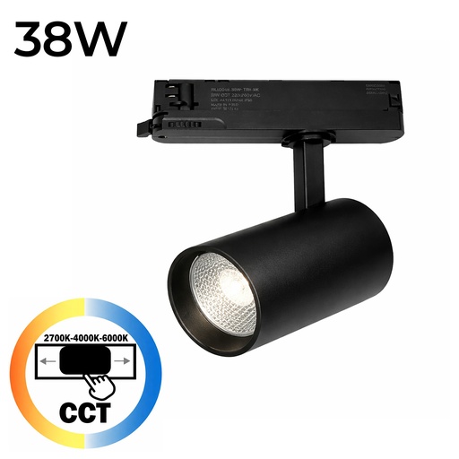  Luminária de trilho LED trifásica CCT 3000K-4000K-6000K 38W