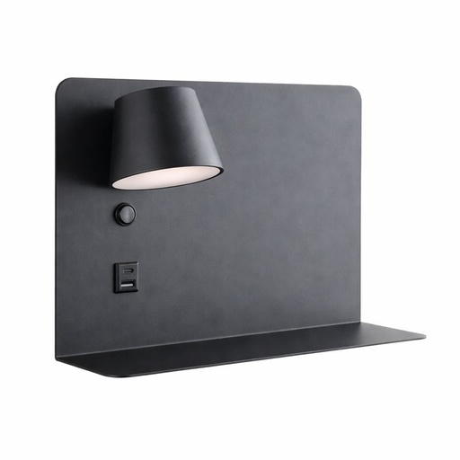 Luminária de parede ajustável de 6 W com carregamento USB e tipo C, 2700 K-6000 K, chips Osram, driver KGP "SION" (foco esquerdo)