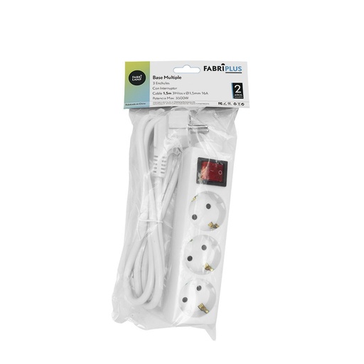 [166421315] Cavo multiplo con 3 prese e interruttore, 1,5 m, 3 g x 1,5 mm, rame, 3500 W max
