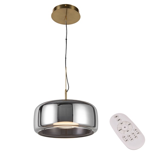 Lámpara Colgante LED de Cristal Moderna Minimalista – Anillo Metálico, diametro 38 cm, 25W, 3000K-4000K-6000K "Illus"