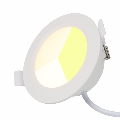 [CL028-5W-CCT] Downlight LED circular para instalação embutida, 5W CCT, cor selecionável de 6000K-4000K-3000K, IP44