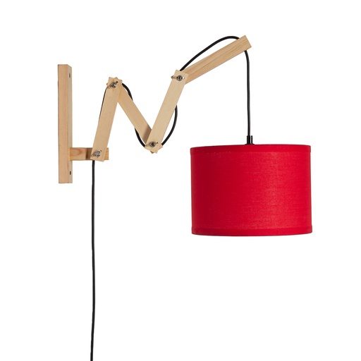 Aplique de pared extensible de maderta con pantalla de tela 40cm "ZIGZAG"