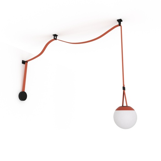 [CL088-KT01-RD] KIT lámpara bola 12W + cinta textil eléctrica + accesorios cinta con acabado en terra roja 7metros , 2700K blanco cálido, 48v