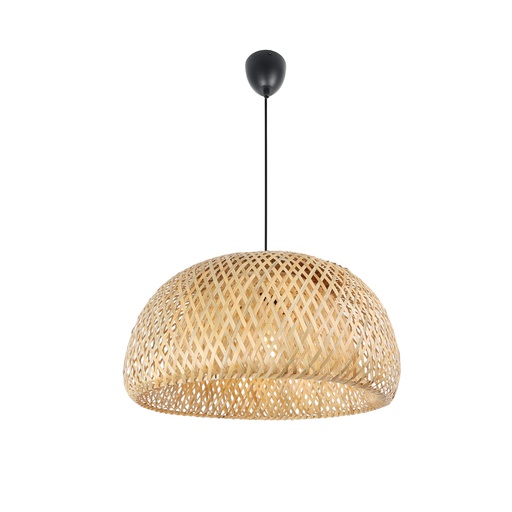 Lámpara Colgante Minimalista de Mimbre y Bambú 'OSAKA' con Cúpula de Doble Capa, Ø380mm