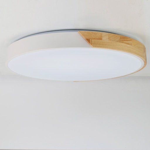 Runde LED-Deckenleuchte "KUMO" 40W Ø50cm, Metall mit Naturholz, wählbares Licht 3000K-4000K-6000K, minimalistischer und moderner Stil