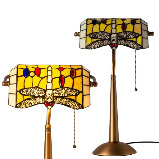 Lámpara de mesa inspiración Tiffany libélula en cristal "libélula"-E27