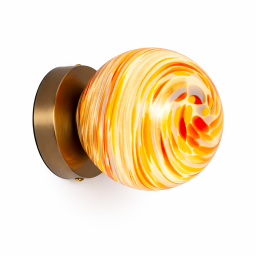 [W53-D120-MC] Aplique de vidrio de colores en formato bola D12cm, G9 Max.15W