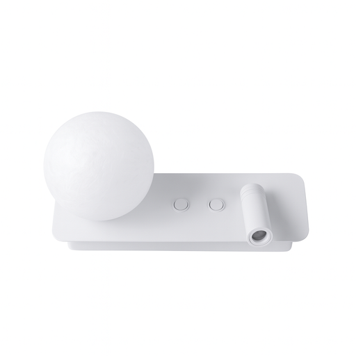 [WL051-WH] Aplique de pared con foco de lectura LED 3W 2800K con una bola impresora G9 "Domo".