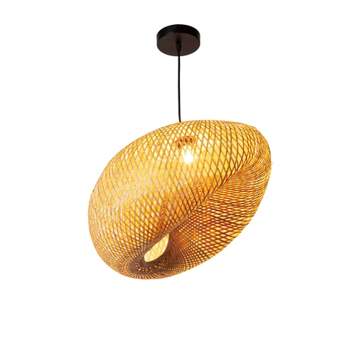 Lámpara Colgante de Bambú y Mimbre  "SAVANA" – Diseño Nido Artístico Natural con Casquillo E27 – Estilo Boho y Artesanal para Salón, Dormitorio o Comedor D450MM