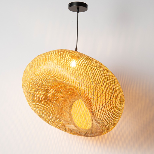 Lámpara Colgante de Bambú y Mimbre  "SAVANA" – Diseño Nido Artístico Natural con Casquillo E27 – Estilo Boho y Artesanal para Salón, Dormitorio o Comedor 60*70cm