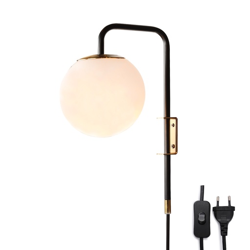 [W006] Ball Wall Light with Cable and Socket "CRISTINA"-E27