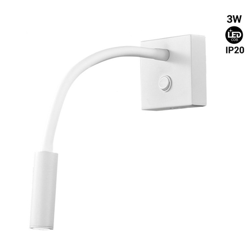 „MILA“ 3W LED Wandleuchte mit flexiblem Leselicht und Schalter, aus Aluminium.