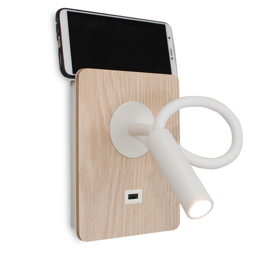 Wall Light with Flexible Reading Light 3W and USB Port and Switch with CREE Chips "MULAN"
