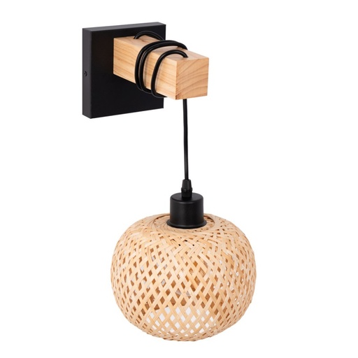 [W023] Wood and Wicker Wall Sconce - E27 "HANA"