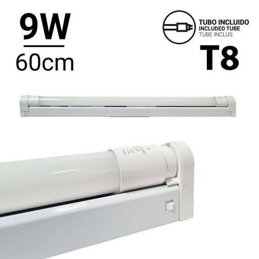 [B8430-60BF] Kit de regleta portatubos y tubo LED T8 60cm 9W