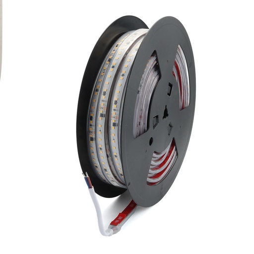 STRISCIA LED 220V-360W-15W/m-Larghezza 12mm-120 chip/metro SMD2835-115lm/W-Silicone IP67-Tagliare ogni 10cm-20metri