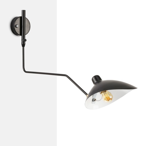 Serge Molle Wandleuchte, 1 langer Schwenkarm, Vintage-Retro-Inspiration, Schwarz E27, „MARCELL“