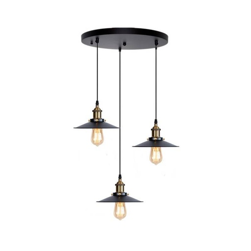 [C003-BK] Luminária pendente tripla industrial "THEO"