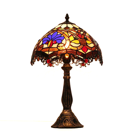 [T015] Lámpara de mesa inspiración Tiffany  con mosaico floral en cristal "AURORA"-E27