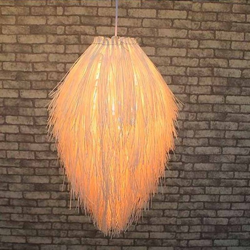 [C031] Lámpara colgante de mimbre estilo oriental "WARA": Diseño artesanal asiático con pantalla de bambú, ideal para decorar salas y balcones E27 Ø40cm 
