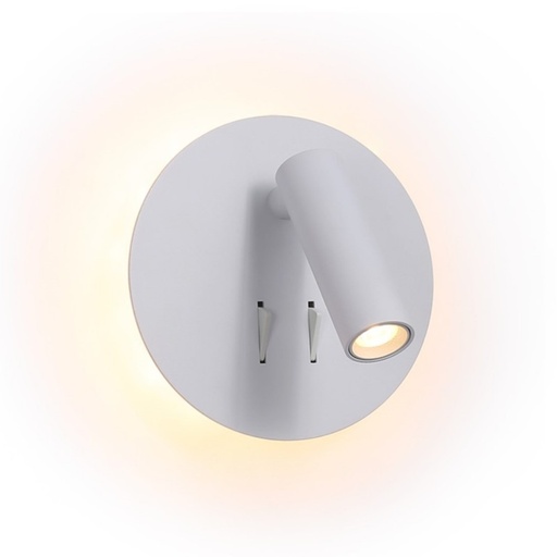 Aplique de Pared Aluminio con Foco Lectura 3W y Luz Ambiental Detras 6W con Interruptores "ROMA" 3000K