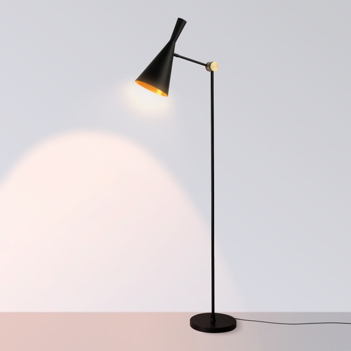 "ESTEFANIA" Industrial Style Floor Lamp with Aluminum Shade and Gold Honeycomb Interior - E27 Socket for Living Room